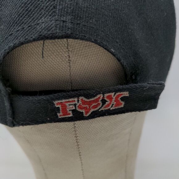 Fox Racing Strapback Hat Black Red One Size Big Embroidered Logo - Picture 8 of 11